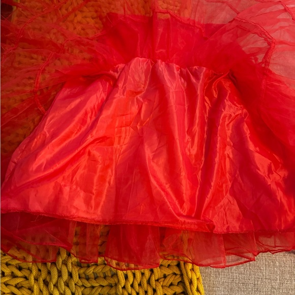 Women’s 3 Layered Tutu Skirt / High Waist Cocktail Petticoat Hoop Skirt (Red) - Picture 5 of 11